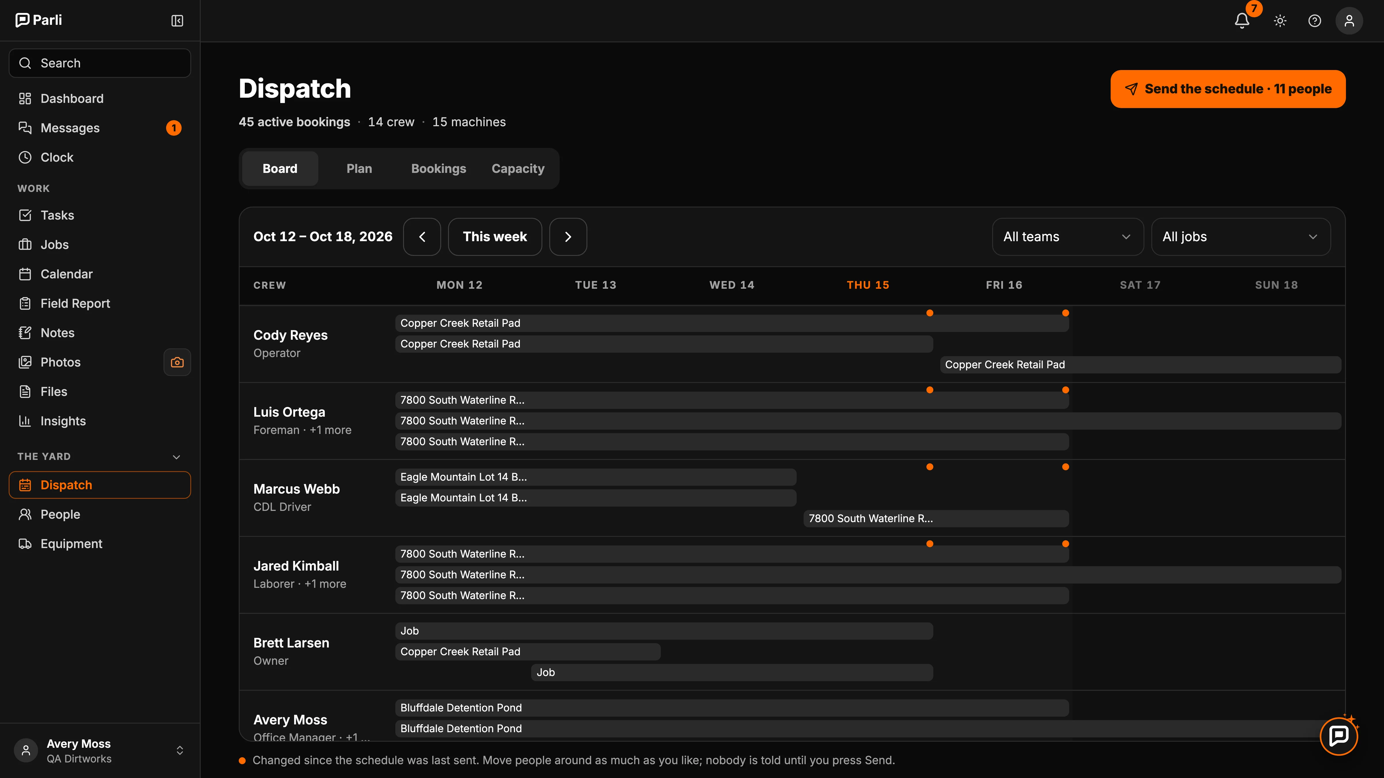 The Dispatch board, close up