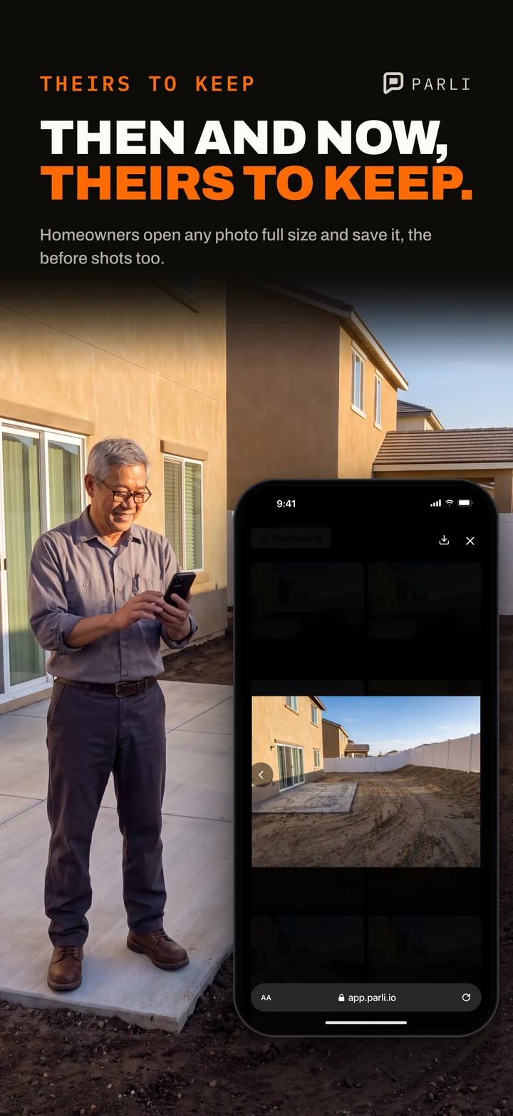A homeowner saving a full-size before photo from the shared album