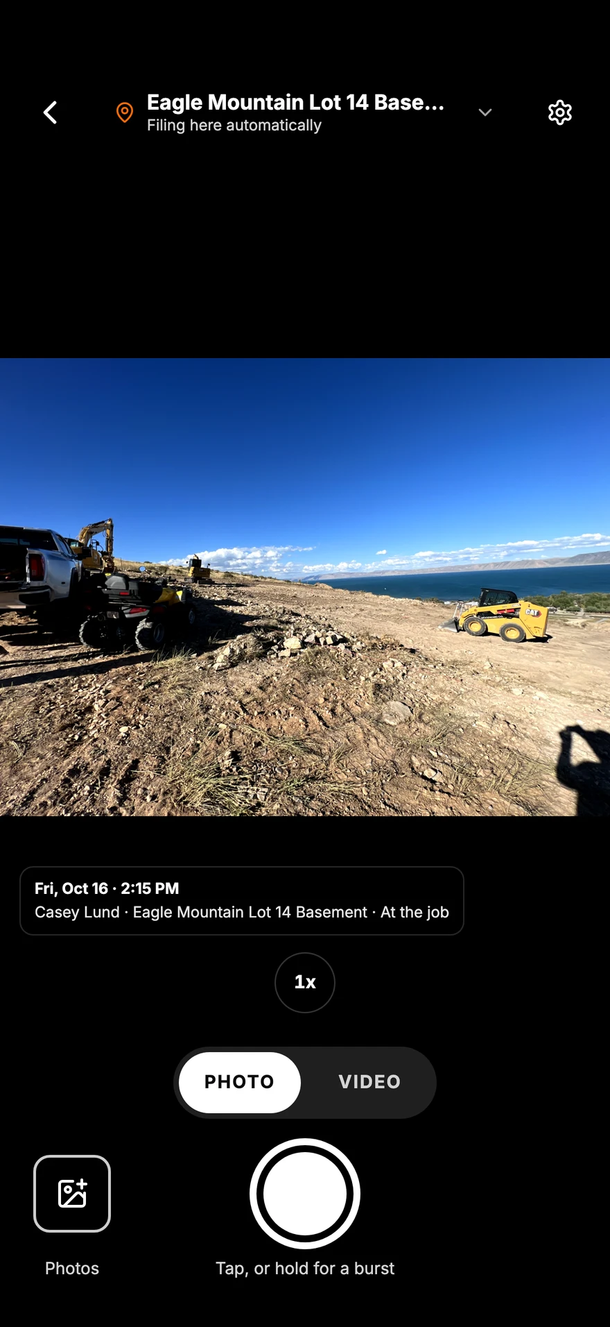 The Parli camera open for Casey Lund, filing to Eagle Mountain Lot 14 Basement