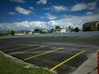 The lot paved and striped